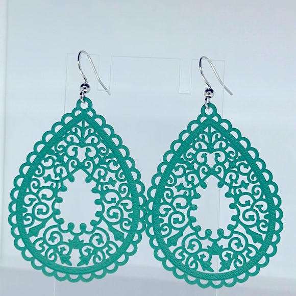 Jewelry - Carved Water Drop Dangle Elegant Bohemian Copper Earrings